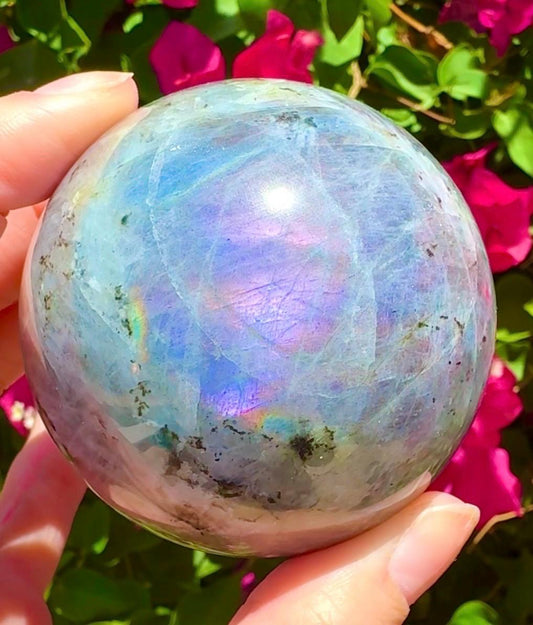 Gorgeous Purple & Blue Labradorite Sphere Big Purple Flashy Labradorite