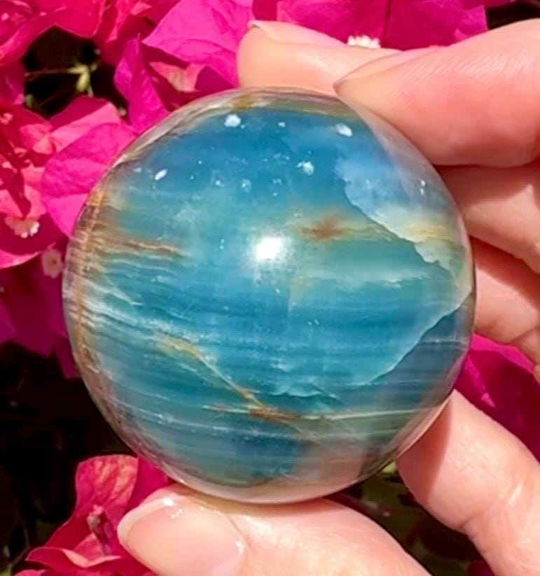 High Quality Aquatine Lumerian Calcite Sphere