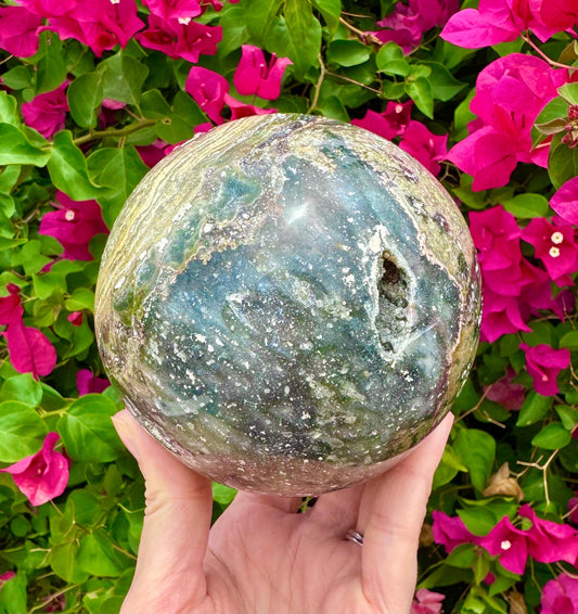 Huge Ocean Jasper Sphere Crystal Ball Planet Jupiter Crystal Sphere Massive Druzy Ocean Jasper Sphere