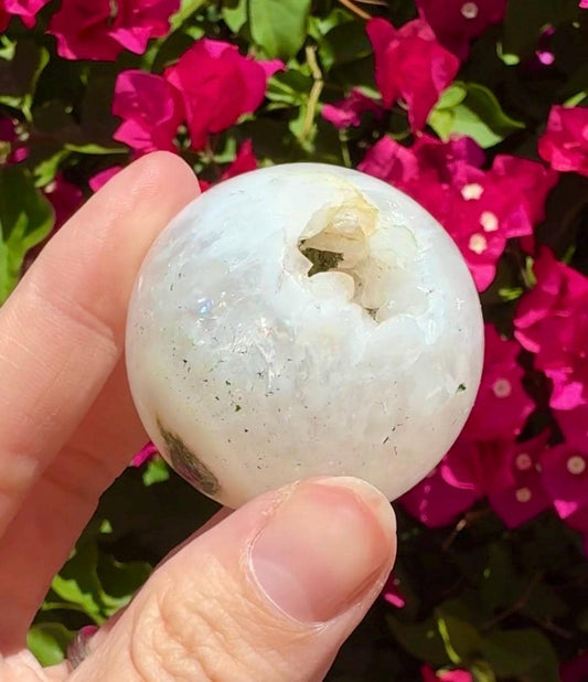 Druzy Quartz & Moss Agate Sphere Crystal Ball
