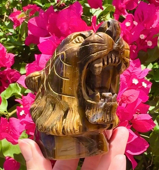 Tiger Eye Crystal Tiger Head Tigers Eye Stone Tiger Head Carving Tiger Spirit Animal