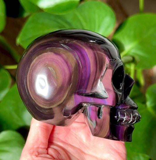 Rare Super Colorful Rainbow Obsidian Skull
