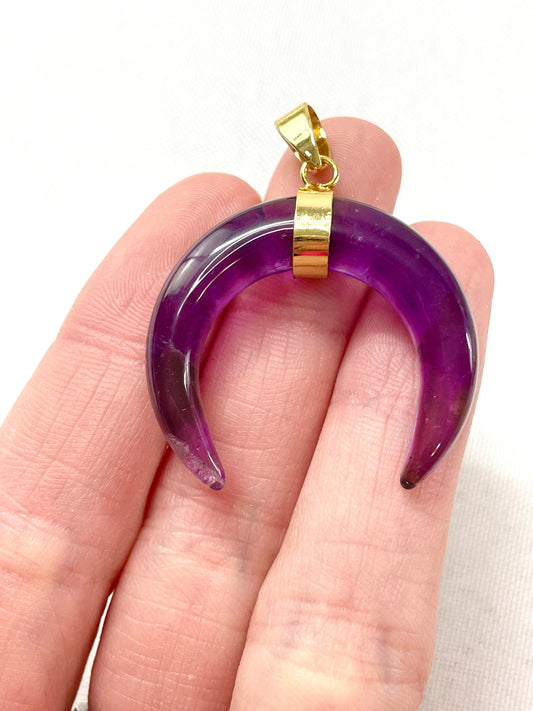 Amethyst Crystal Moon Pendant