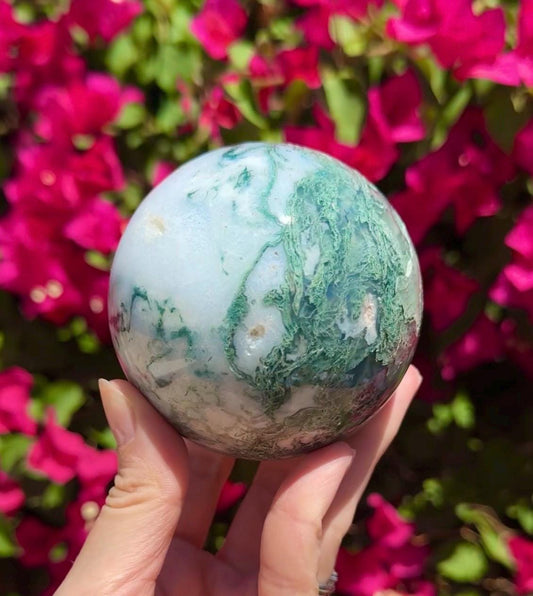Druzy Moss Agate Sphere Crystal Ball