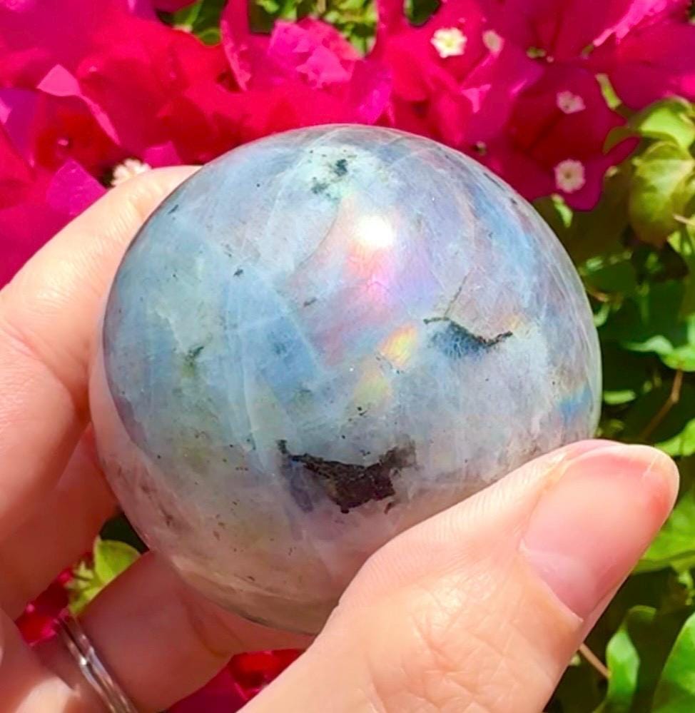 Beautiful Purple Labradorite Sphere Rainbow Flashy Purple Labradorite Sphere