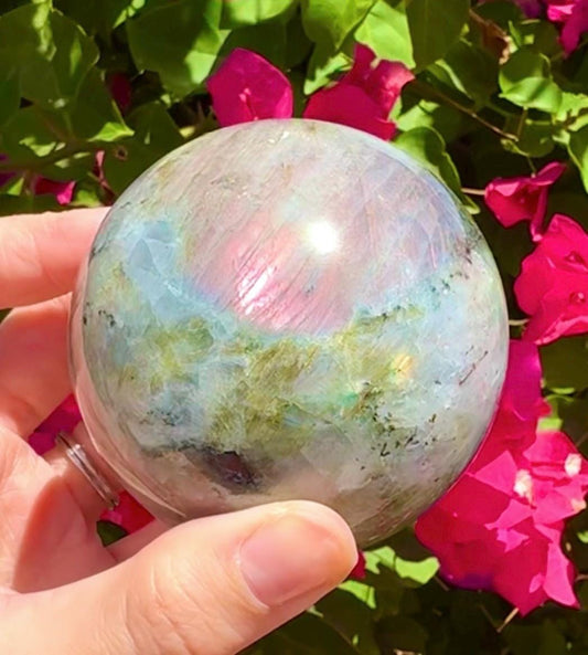 Beautiful Purple & Gold Labradorite Sphere Purple Flashy Labradorite