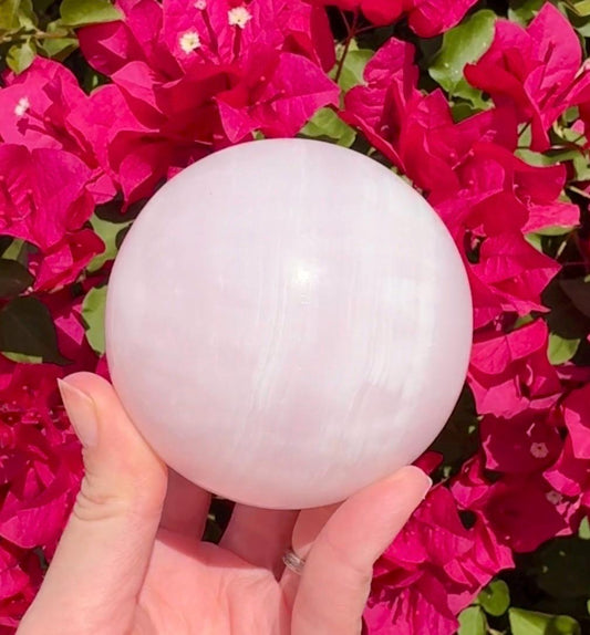 Large Pink Mangano Calcite Sphere Crystal Ball