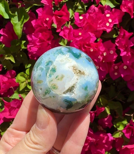 Druzy Moss Agate Sphere Crystal Ball