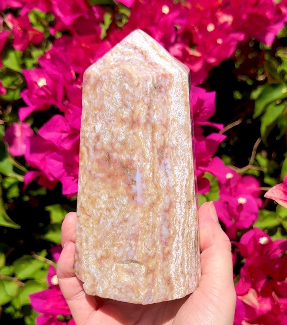 Pretty Pastel Pink Ocean Jasper Tower **please read description**