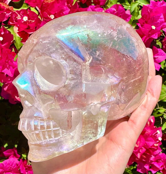 Stunning Angel Aura Clear Quartz Skull