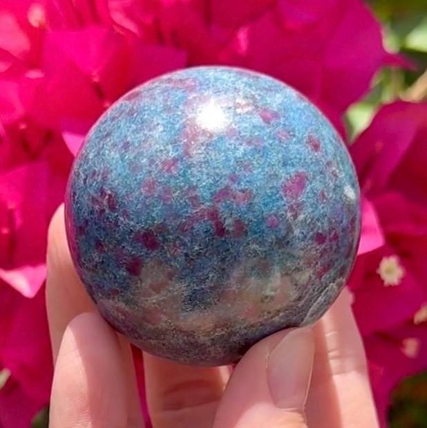 UV Reactive Ruby Kyanite Sphere *read description