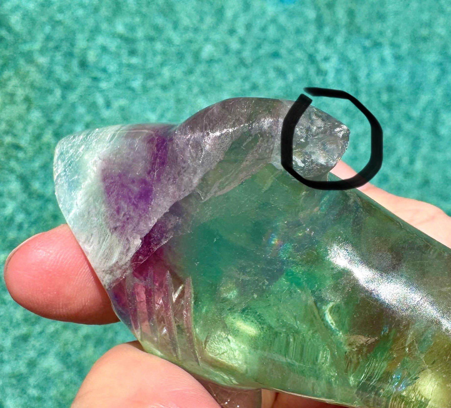 Rainbow Fluorite Shark Carving ***see description