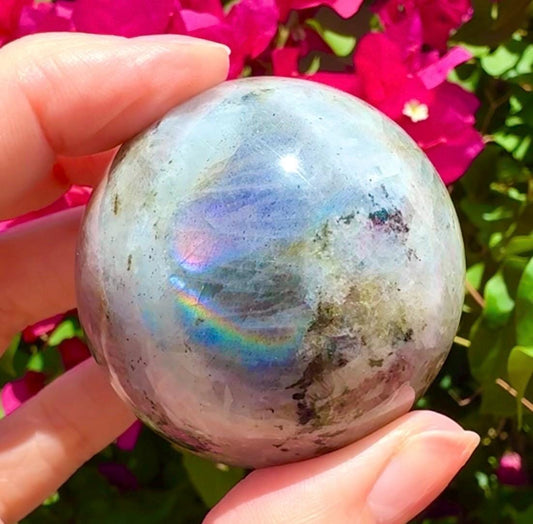 Beautiful Rainbow Labradorite Sphere Rainbow Flashy Purple and Rainbow Labradorite