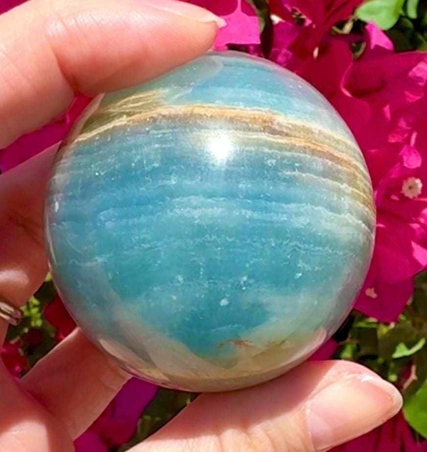 High Quality Aquatine Lumerian Calcite Sphere