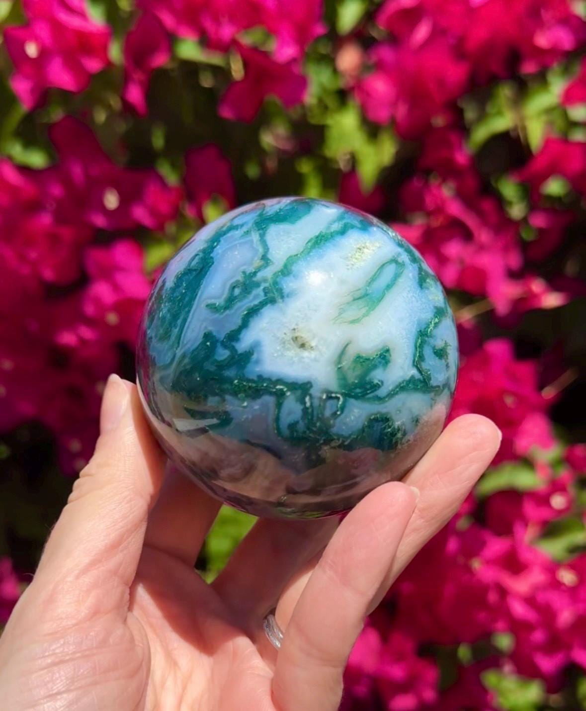Druzy Moss Agate Sphere Crystal Ball
