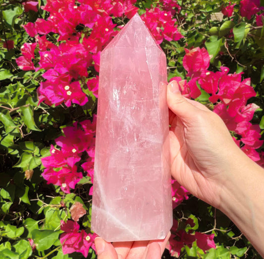 Big Gemmy Rose Quartz Tower 9”