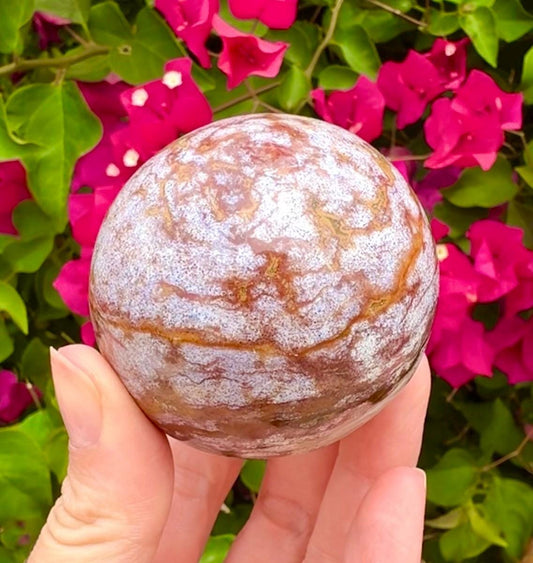 Pink and Red Ocean Jasper Sphere Pink Ocean Jasper