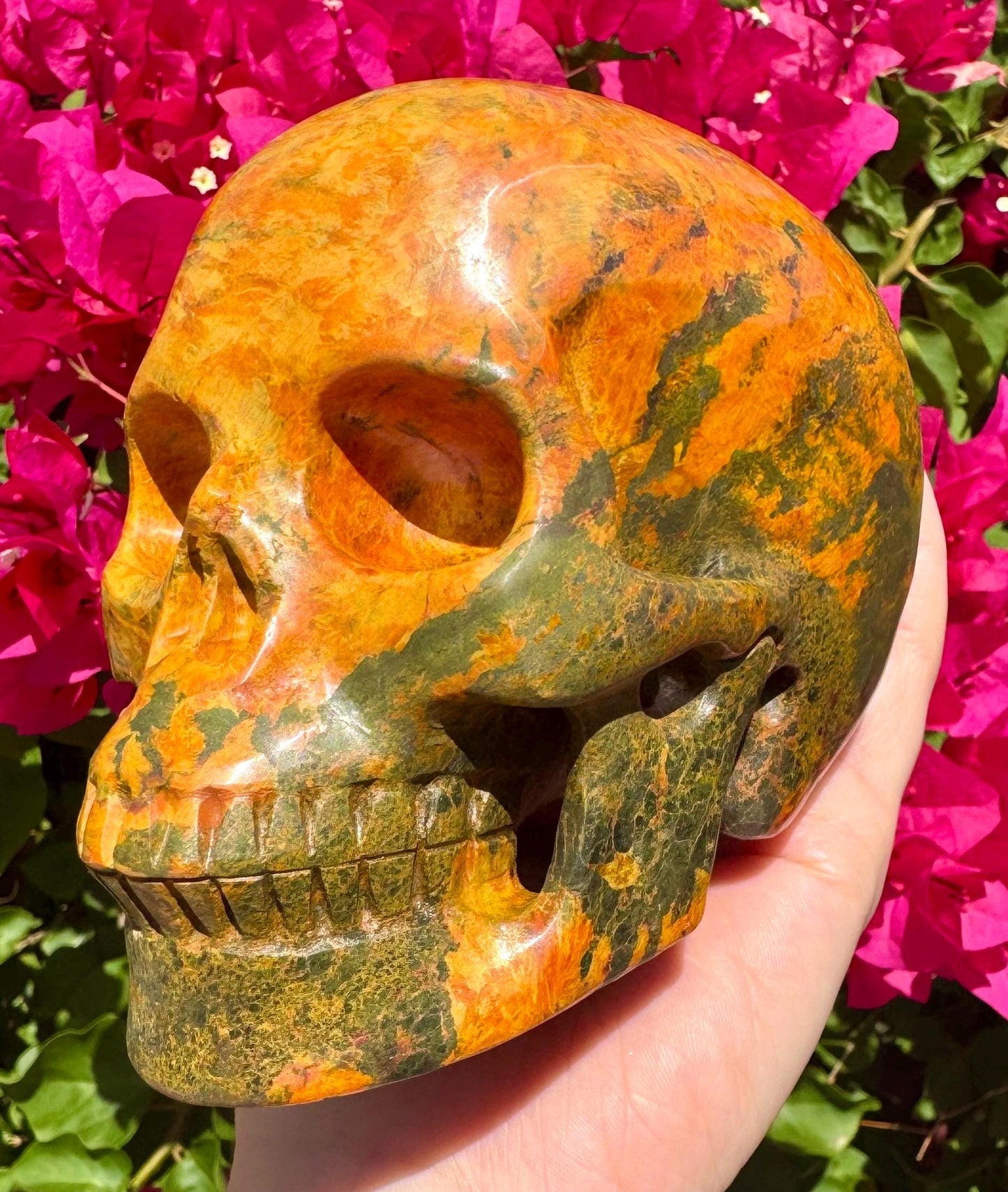 Stunning Huge Realistic Crystal Skull Yellow Jasper Skull 5