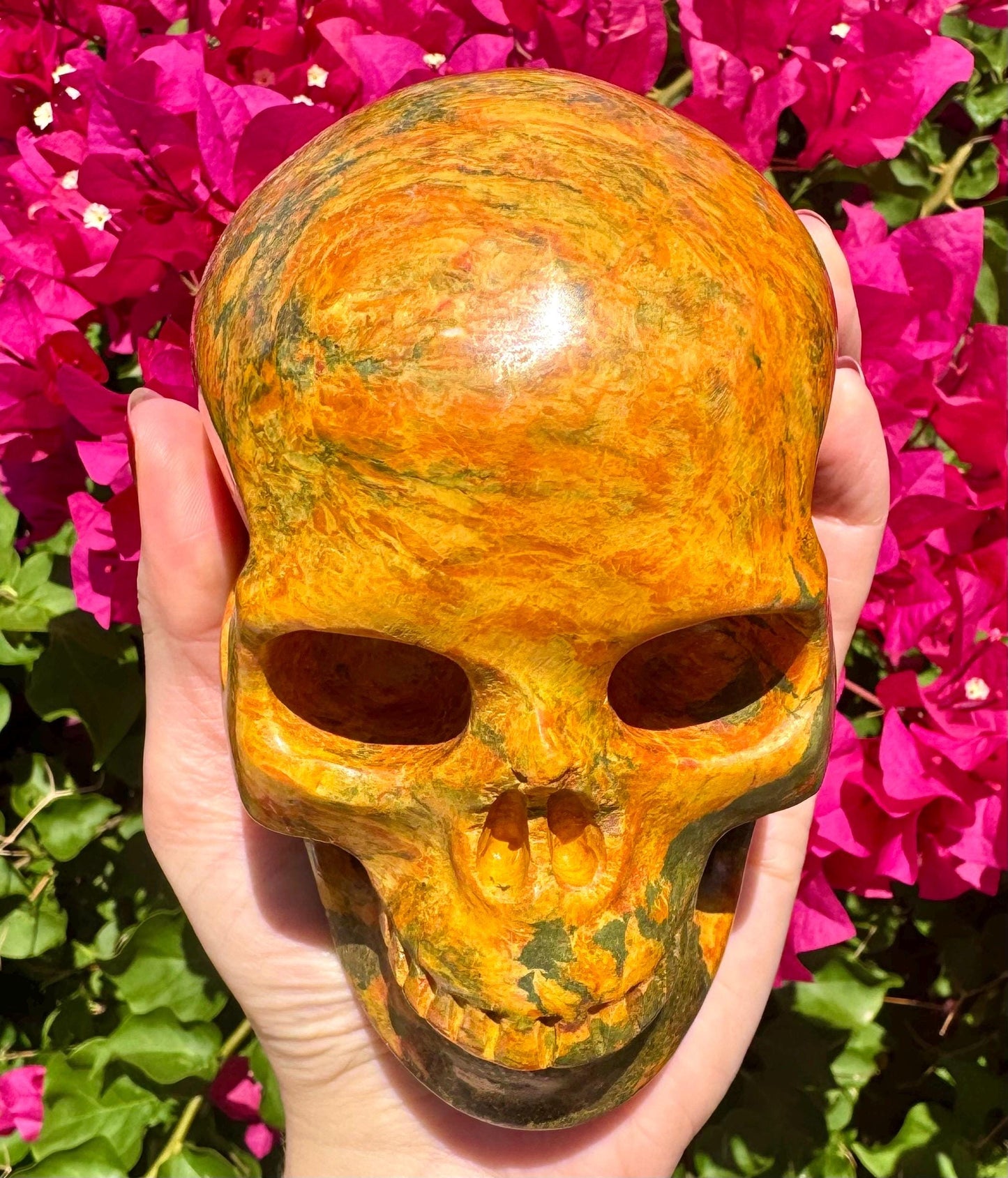 Stunning Huge Realistic Crystal Skull Yellow Jasper Skull 5